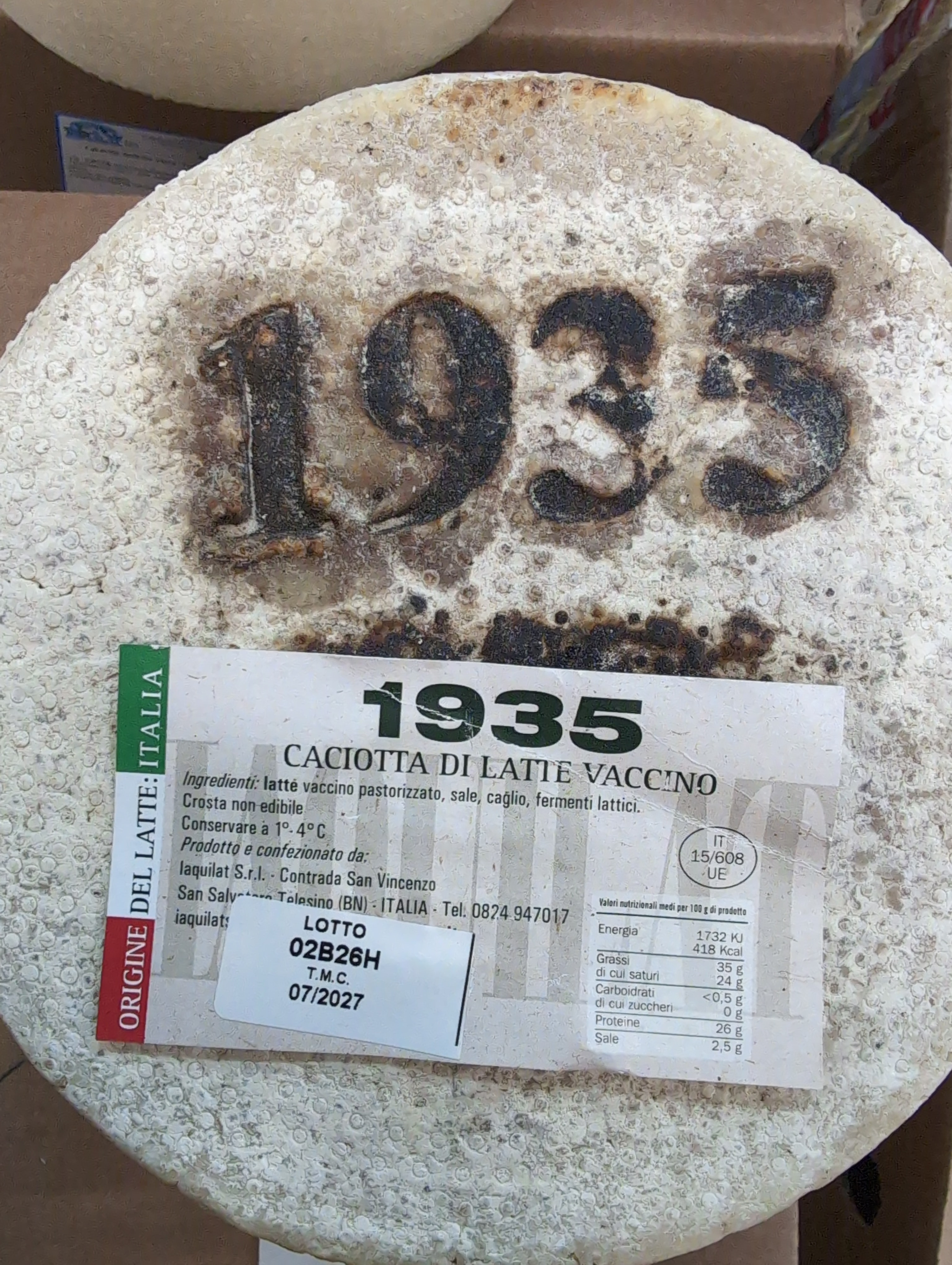 Type pecorino lait de vache avec faible teneur en sel